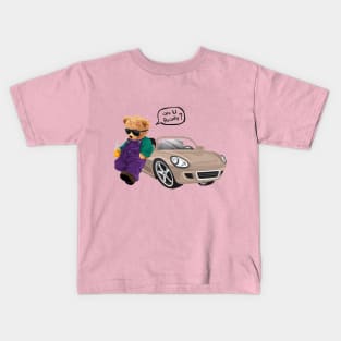 Are You Ready ?  Teddy Bear with Car While Holding Soft Drink Bottle Kids T-Shirt